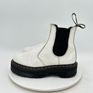 Dr Martens 2976 QUAD Women Size 8 White Leather Side Elastic Ankle Platform Boot